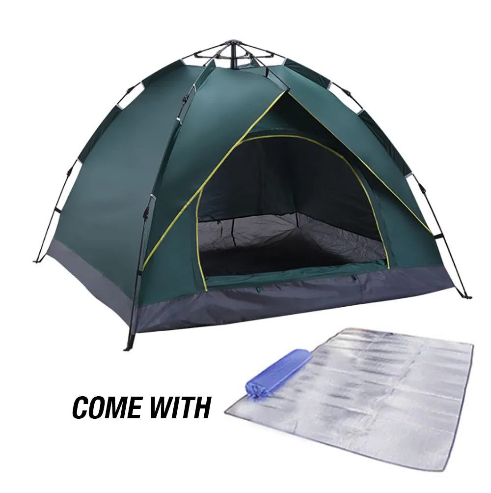 Waterproof Automatic Camping Tent 3-5 Person Come with Moisture Proof Pad(Green)-NT_Rural
