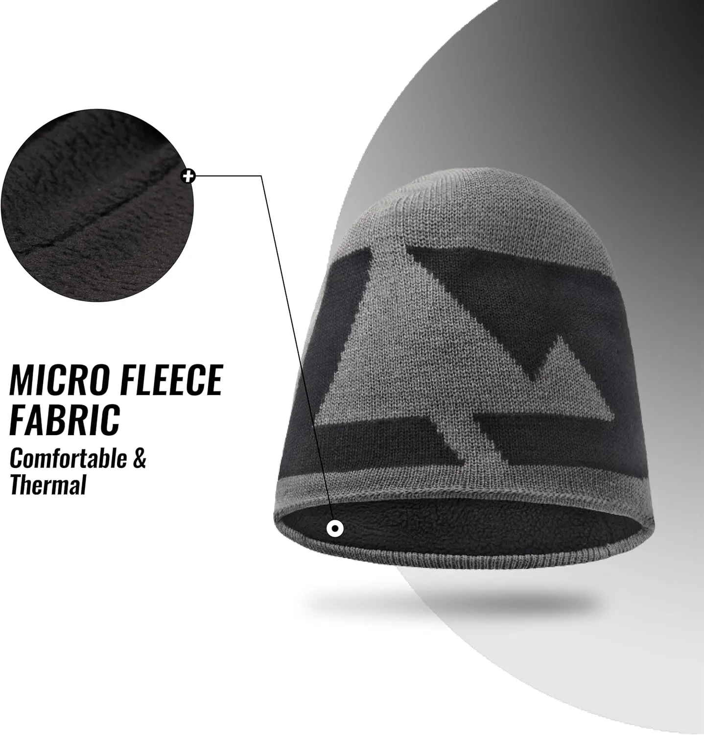 Waterproof Beanie,Knit Thermal Insulated Beanie,Fleece Lined Hat,Windproof Causal Cold Weather Winter Hat for Ski