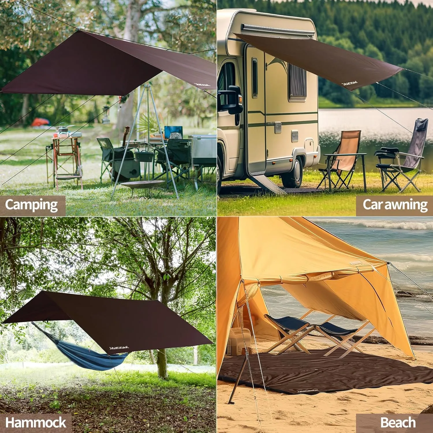 Waterproof Camping Tarp - 10X13ft Hammock Rain Fly, Ultralight & Portable & UV Protection Backpacking Tarp, Multifunctional for Outdoor Adventure, Hiking, Tent, Hammock