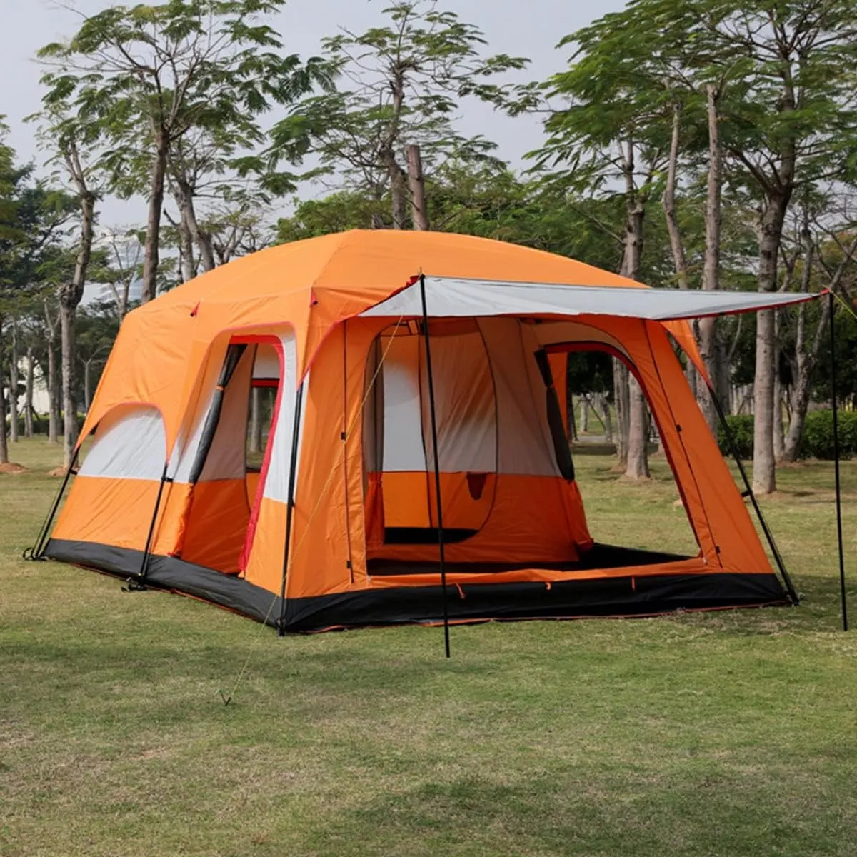 Waterproof Camping Tent,Family Tent with 3 Room 8-12 Person Large Tent 2 Bedroom Family Tent & Sun Shelter,Festival Essential for Outdoor Garden