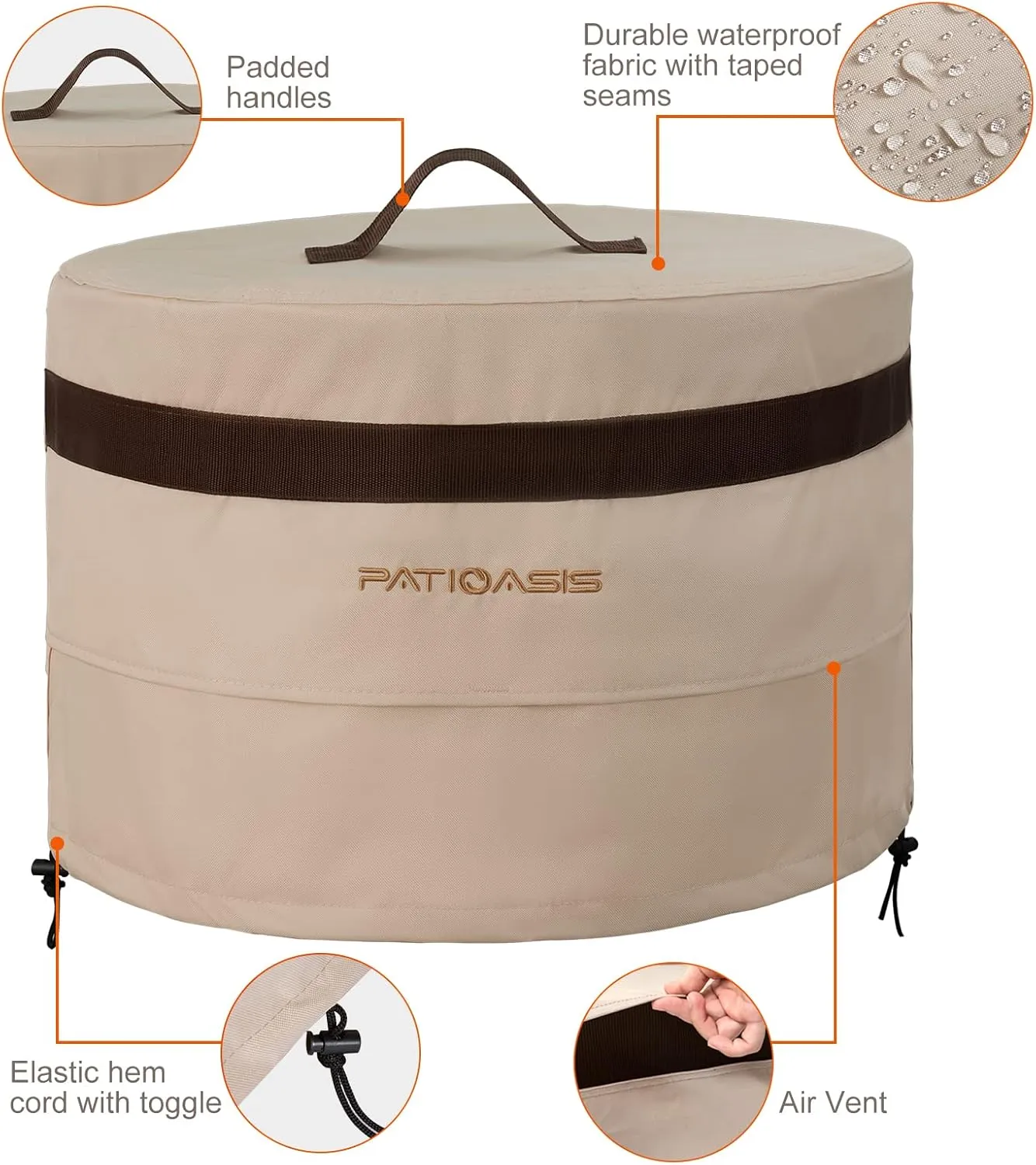 Waterproof Fire Pit Round Cover 22''D x 16''H Solo Stove Bonfire Shelter Protective Firepit Covers Durable Outdoor Furniture Cover for Solo Stove Yukon Accessories