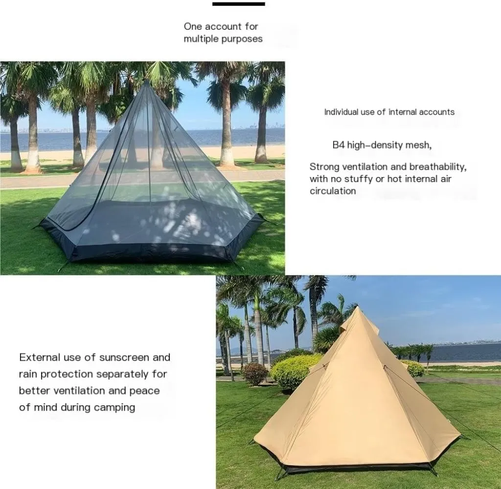 Weatherproof Tents 3-4 Person Family Outdoor Tent Double-Layer Breathable Rainproof Peaked Camping Tent Camping Equipment Camping and Hiking Tents