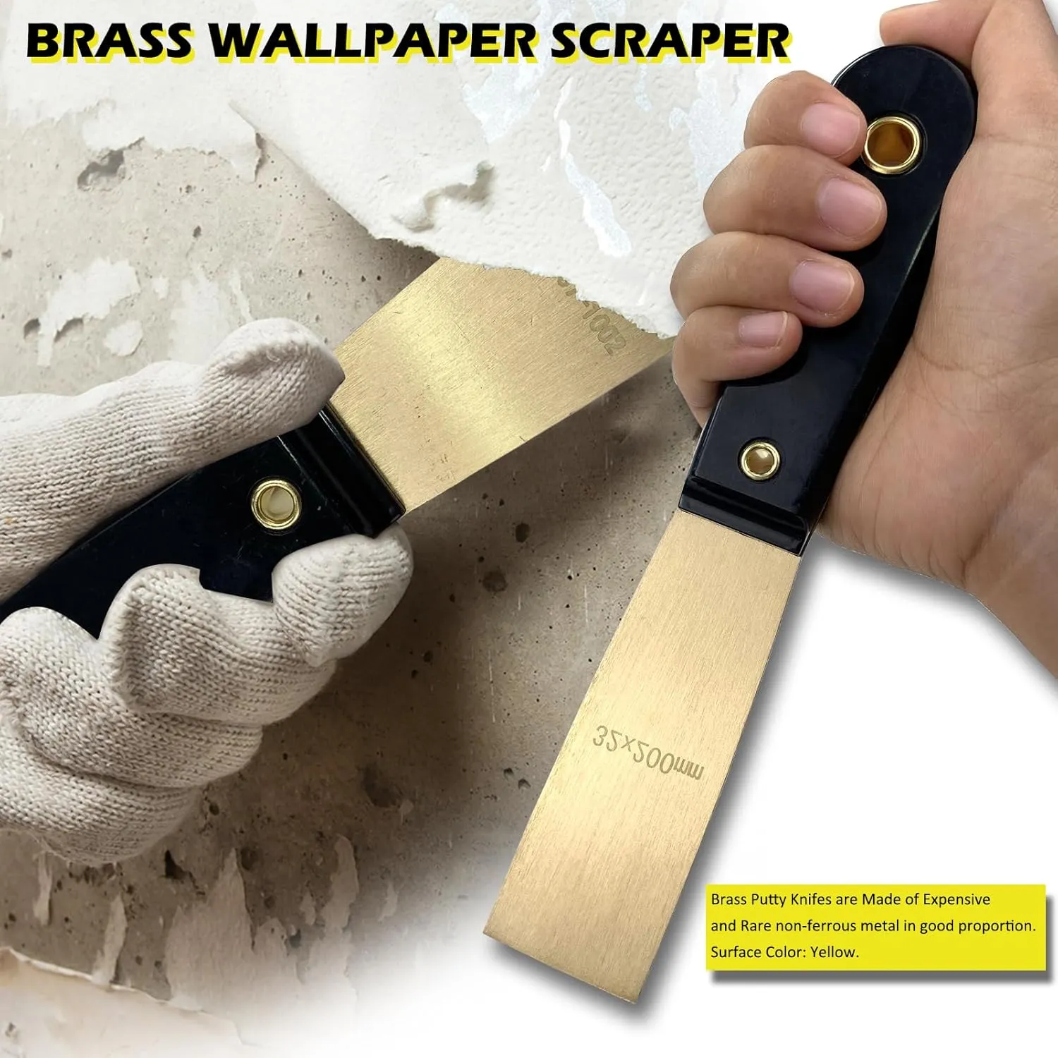 WEDO Brass Putty Knife Set, Wide Blade 3"  Multifunctional Blade 2-1/2"  Narrow Blade 1-1/4",Paint Scraper with Bakelite Handle, Painters Knife, Drywall Knife, 8" Length