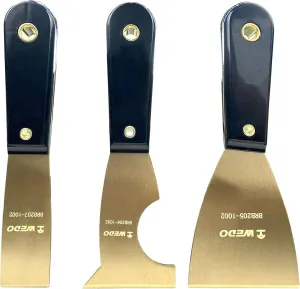 WEDO Brass Putty Knife Set, Wide Blade 3"  Multifunctional Blade 2-1/2"  Narrow Blade 1-1/4",Paint Scraper with Bakelite Handle, Painters Knife, Drywall Knife, 8" Length