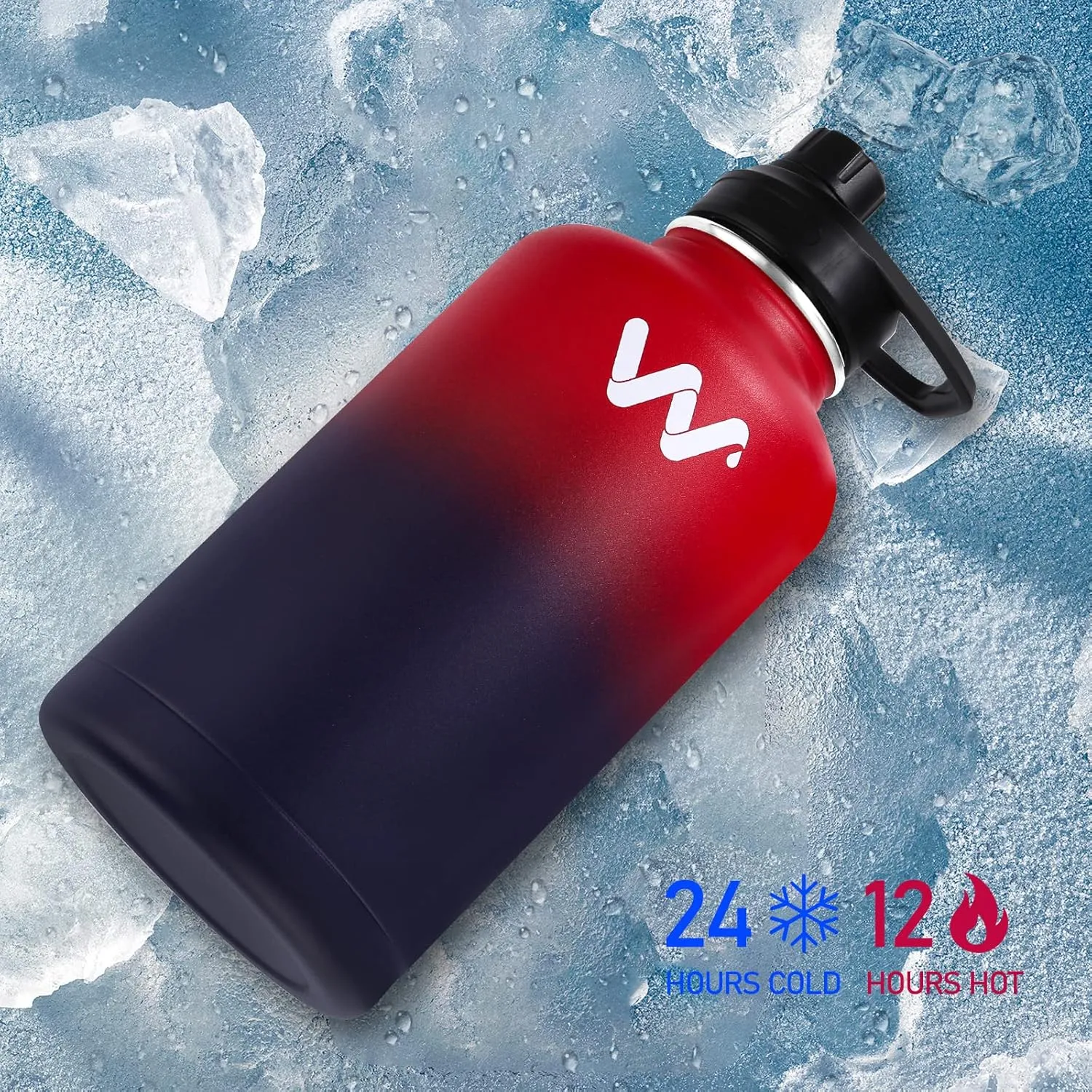 WEREWOLVES Insulated Water Bottle With Paracord Handles & Strap & Straw Lid & Spout Lid,Reusable Wide Mouth Vacuum Stainless Steel Water Bottle for Adults 24 oz, 32 oz, 40 oz