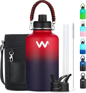 WEREWOLVES Insulated Water Bottle With Paracord Handles & Strap & Straw Lid & Spout Lid,Reusable Wide Mouth Vacuum Stainless Steel Water Bottle for Adults 24 oz, 32 oz, 40 oz