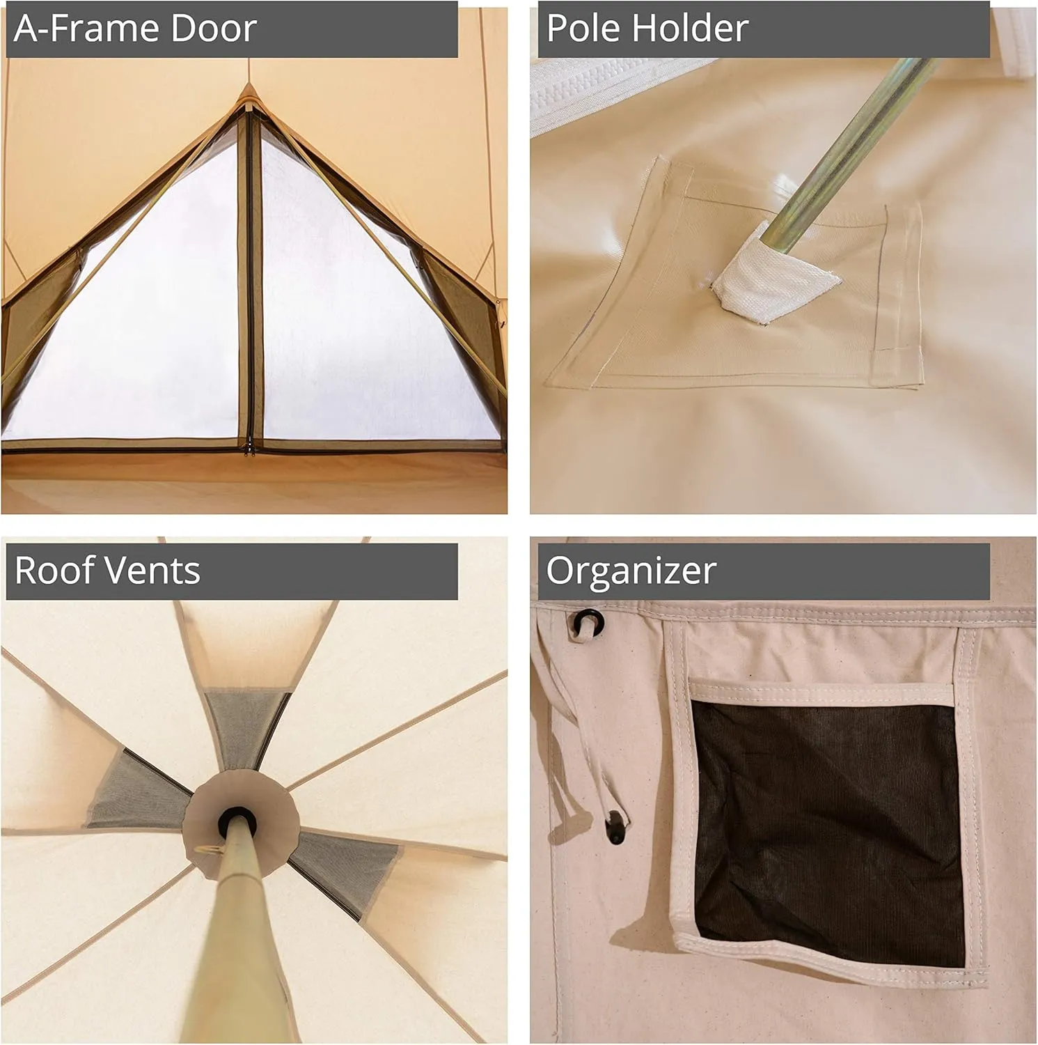 WHITEDUCK Avalon Canvas Bell Tent - Luxury All Season Tent for Camping & Glamping Made from Premium & Breathable 100% Cotton Canvas w/Stove Jack, Mesh