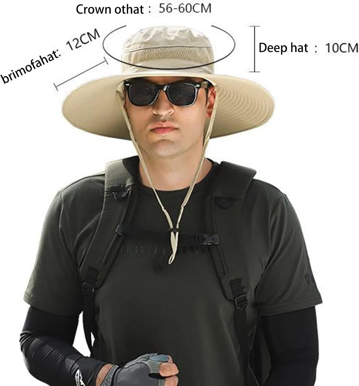 Wide Brim Solar Fan Outdoor Hat, UPF 50  Solar Power Fan Bucket Hats for Beach Outdoor Hiking Fishing Camping
