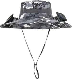 Wide Brim Solar Powered Fan Hat, UPF 50  Solar Panel Fan Hat for Fishing Camping Outdoor Beach Hiking