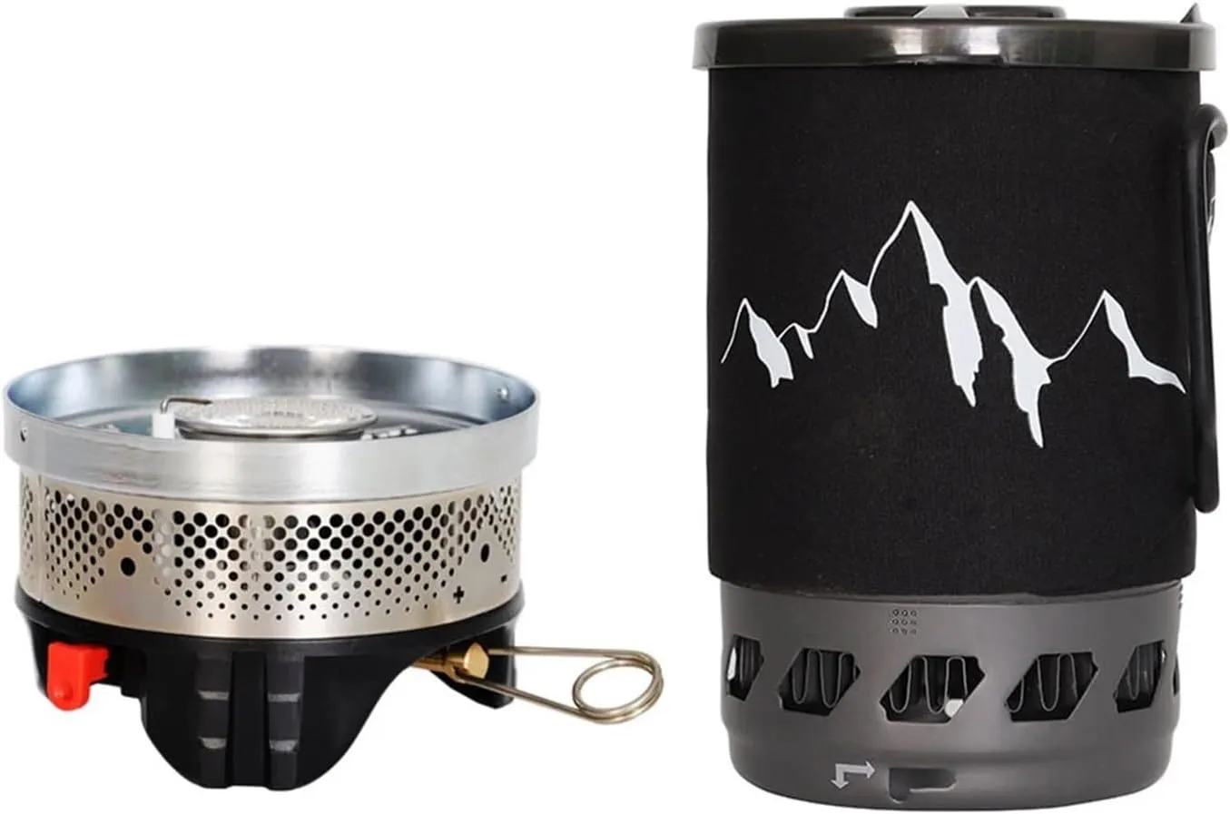 Windproof 0.9L Camping Pot Gas Stove Kit Outdoor Camping Cookware Alumina Picnic Pot and Furnace Set Furnace Portable Stoves