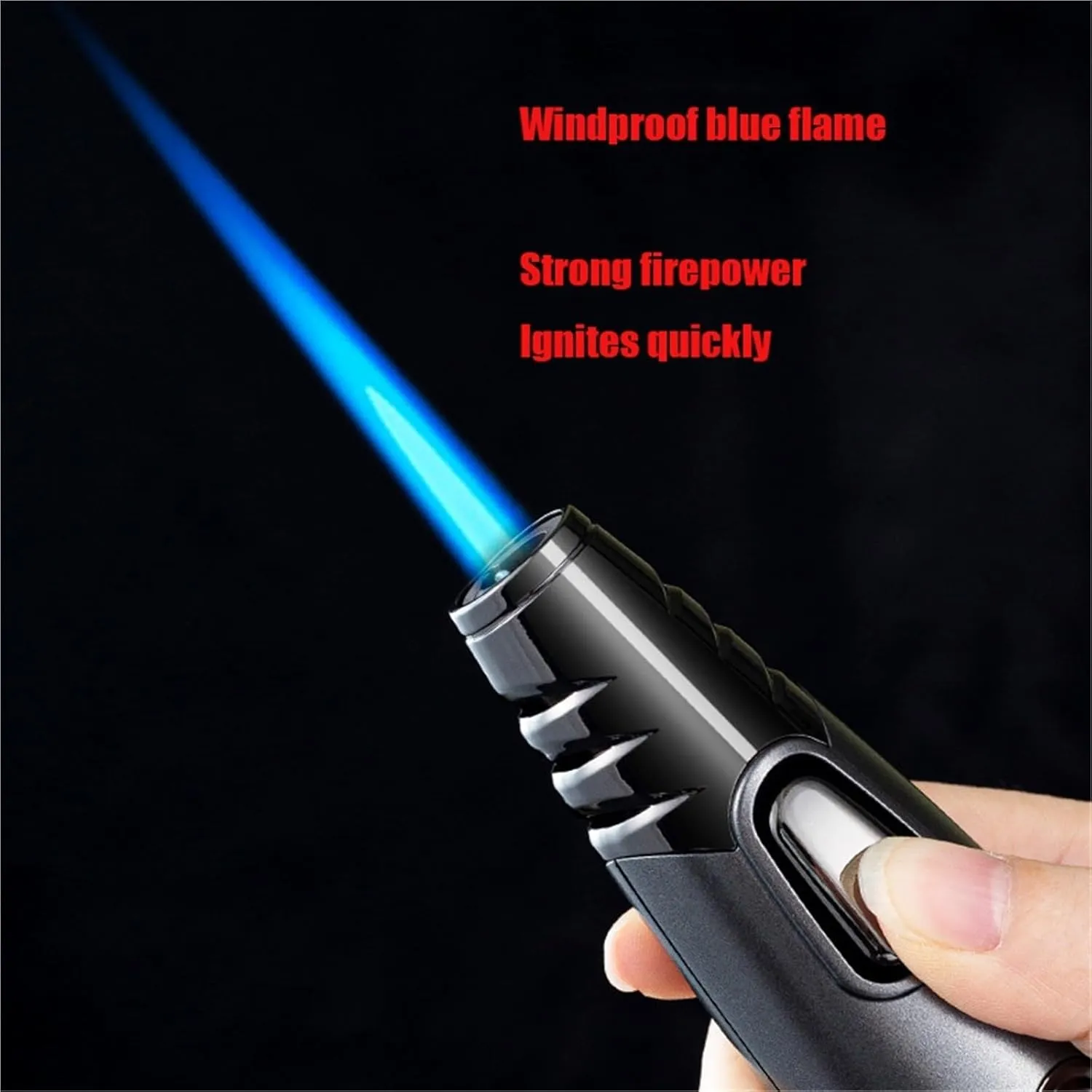 Windproof Blue Flame Butane Torch Lighter, Windproof, Kitchen Cooking Outdoor Camping Hiking Essential Men's Gift(Red)