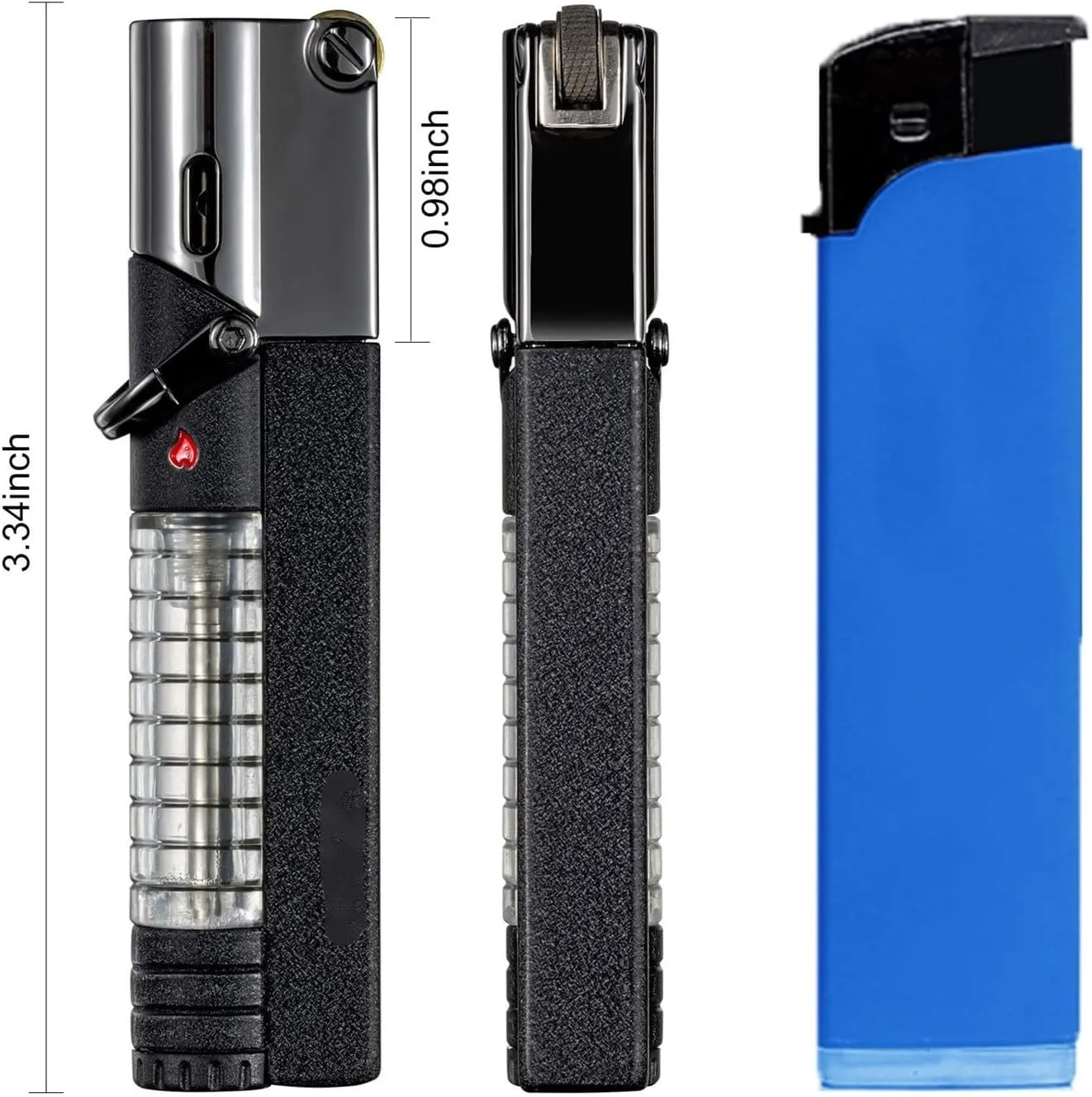 Windproof Butane Fuel Lighter with Visible Gas, Lockable Flame, Windproof Lighter, Suitable for Gift(2)