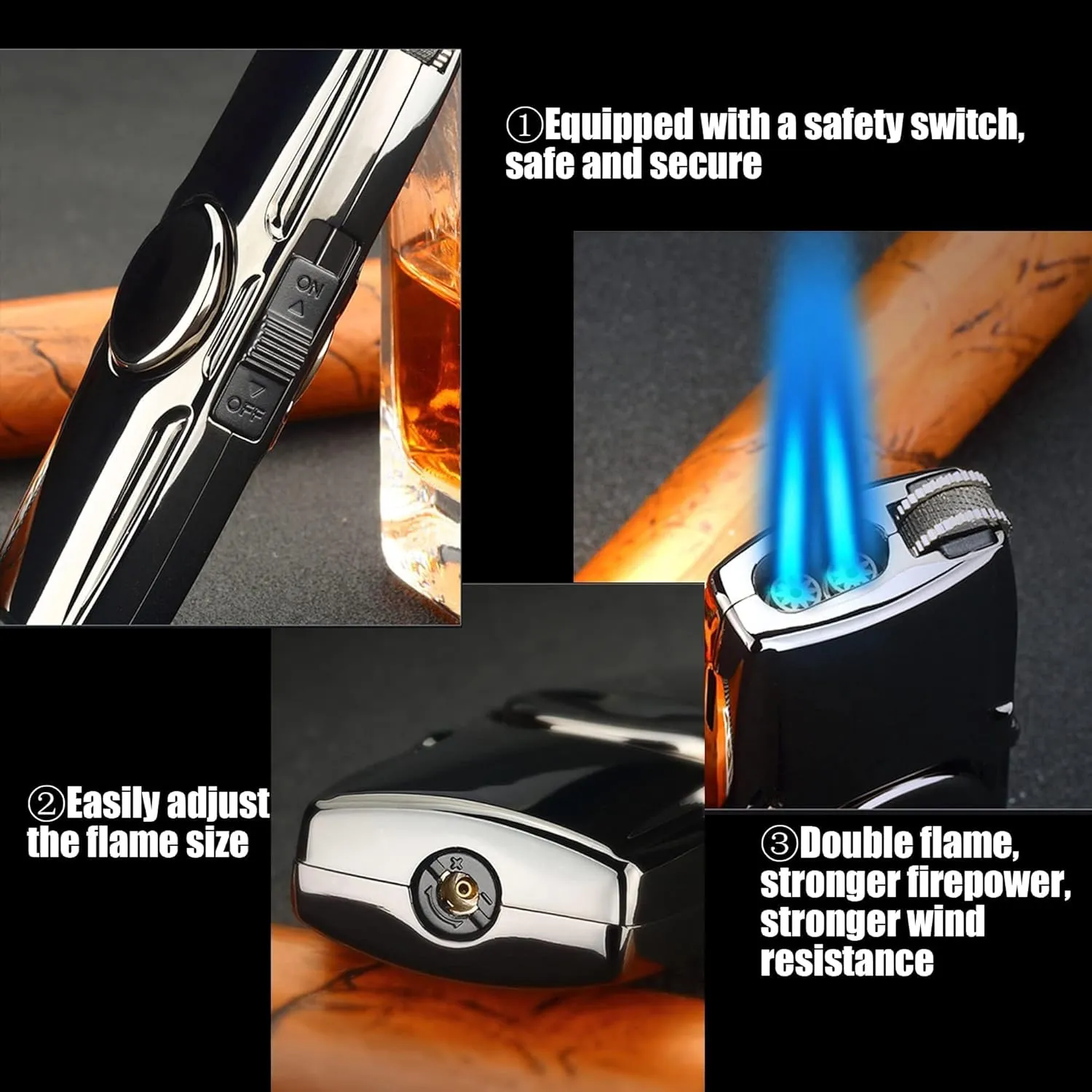 Windproof Lighter Jet Torch Lighter Metal Cool Design Jet Flame Gas Butane Refill,for Festival,Birthday, Candle, Gifts for Men,Package Without Gas (Colorful)
