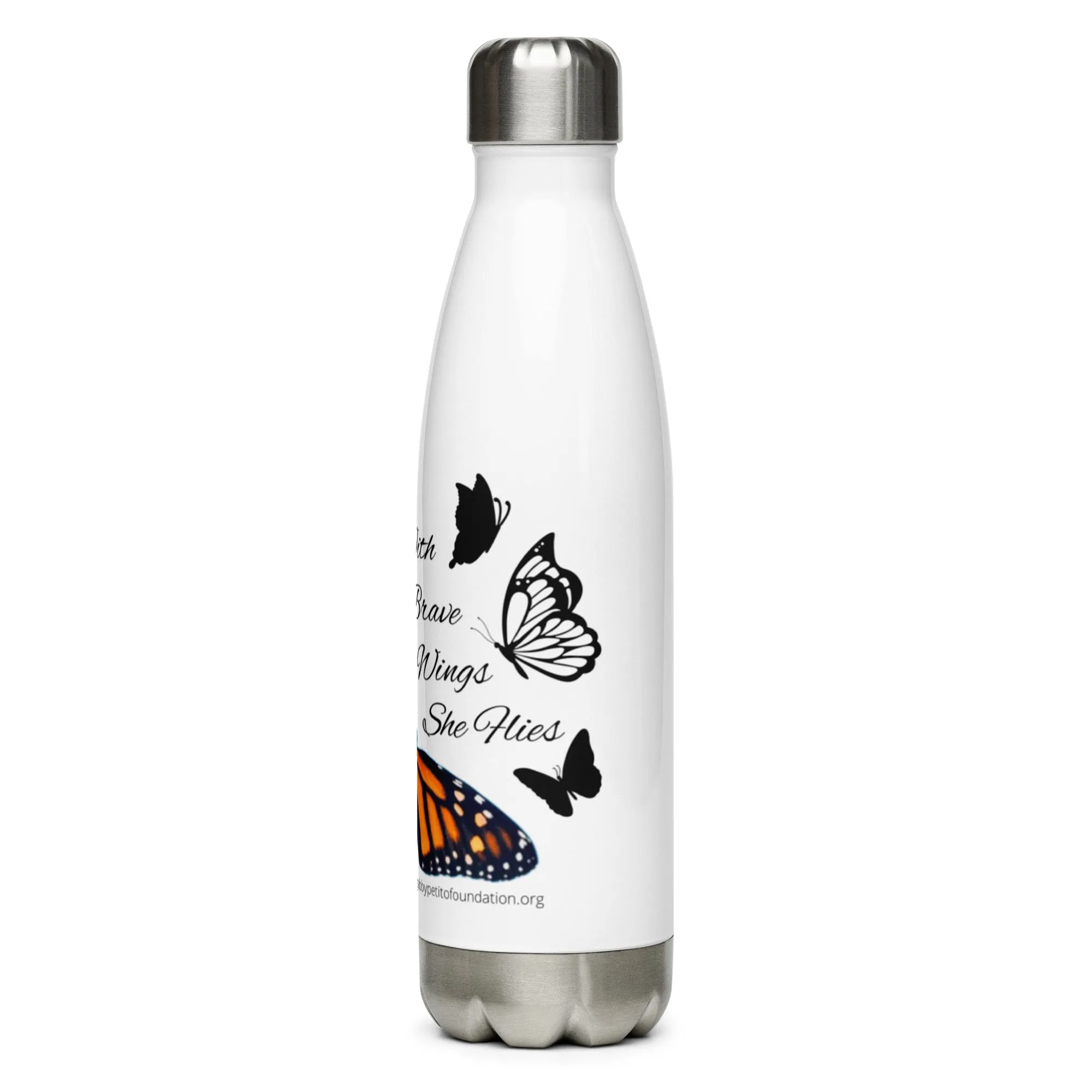 With Brave Wings she Flies Stainless Steel Water Bottle
