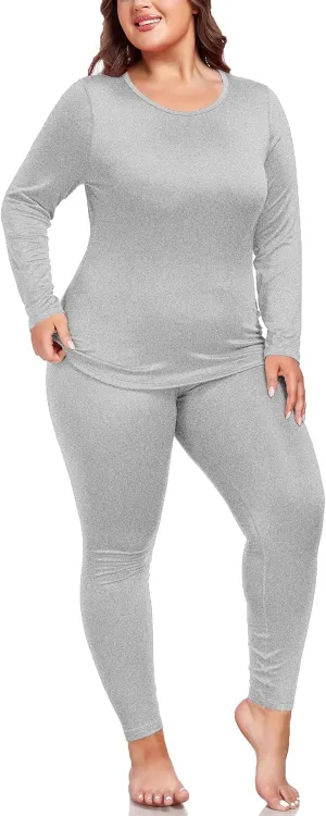 Women's Plus Size Thermal Underwear for Long Sleeve Fleece Lined Base Layer Top and Bottom Sets XL-5XL