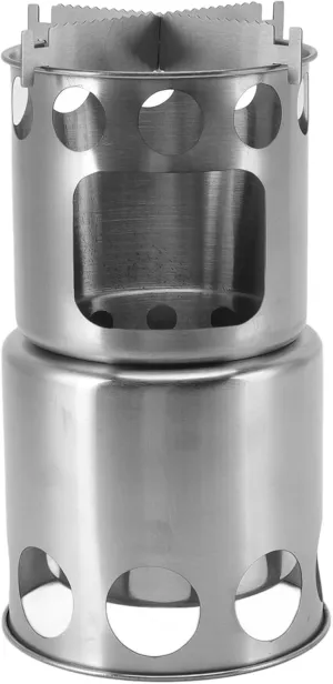 Wood Burning Camp Stove, Collapsible Stainless Steel Cook Stove, Widely Application Open Fire Stove for Wood Branches Leaves Pine Cones, Heat and Wind Resistant Camping Stove Set for Travel, Hiking