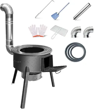Wood Burning Stove for Outdoor Cooking, Coal/Wood Stove, Heavy-Duty Rocket Windproof Camping Removable Iron Firewood Cooking BBQ Picnic