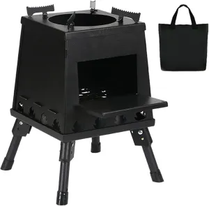 Wood Stove,Outdoor Stove Foldable,Portable Tent Camping Carbon Steel/Stainless Steel with Carry Bag/Green/30Cm