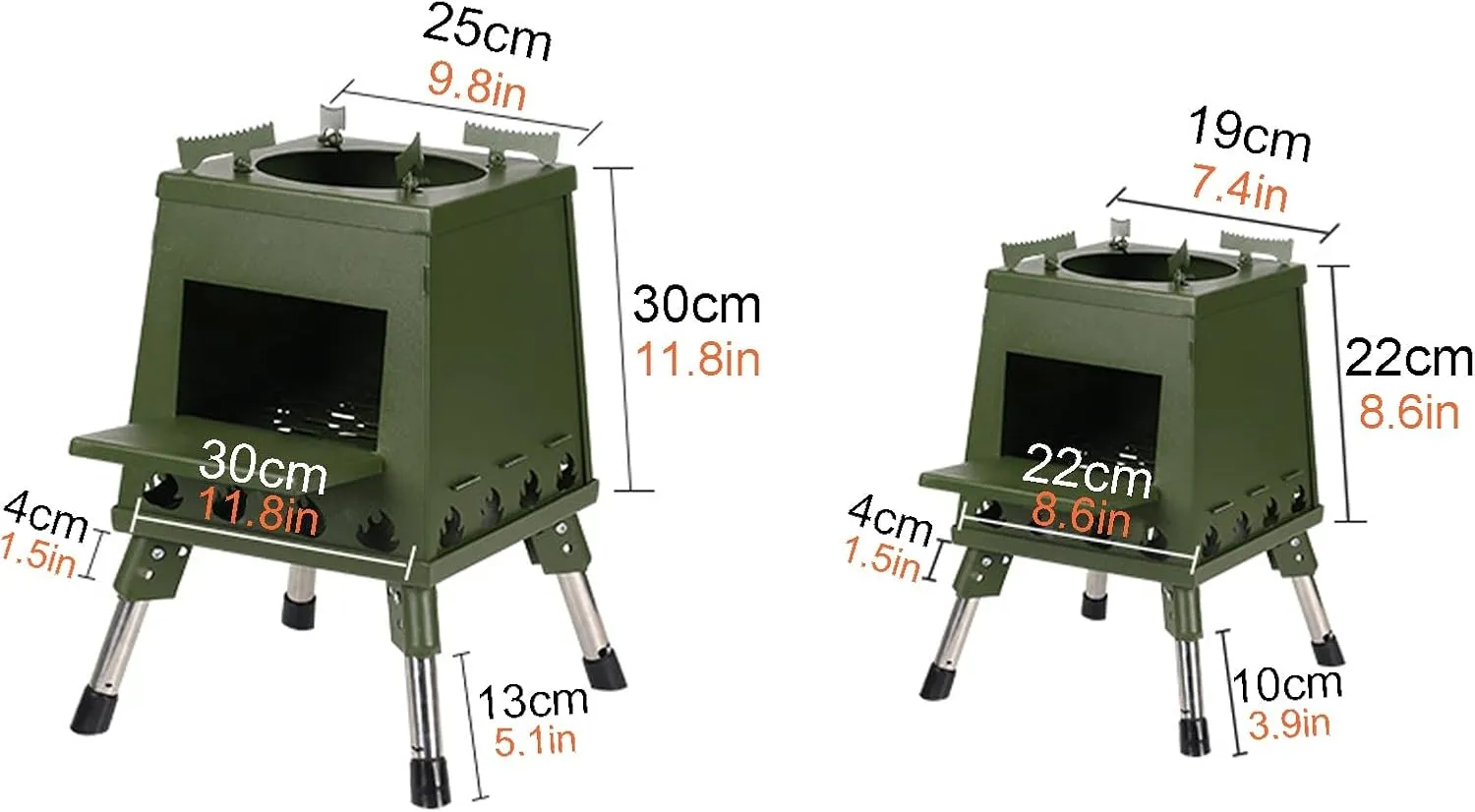 Wood Stove,Outdoor Stove Foldable,Portable Tent Camping Carbon Steel/Stainless Steel with Carry Bag/Green/30Cm