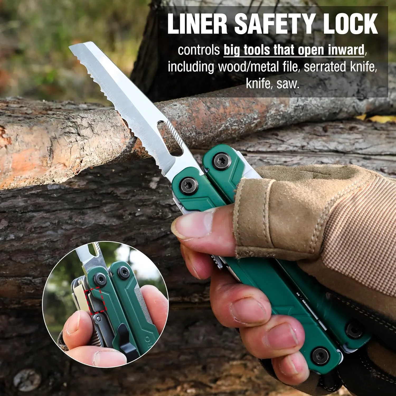 WORKPRO 18-in-1 Multi Tool Pliers, Stainless Steel EDC Multitool with Pocket Knife, 2 Safety Locks, Belt Clip and Oxford Pouch, Utility Multiuse Tool for Camping