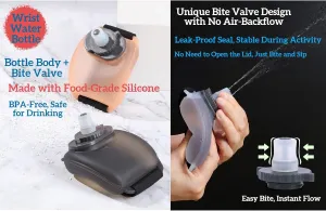 Wrist Water Bottle – Leak-Proof, Food-Grade Silicone Hydration Solution for Running, Gym, and Outdoor Activities (Black)