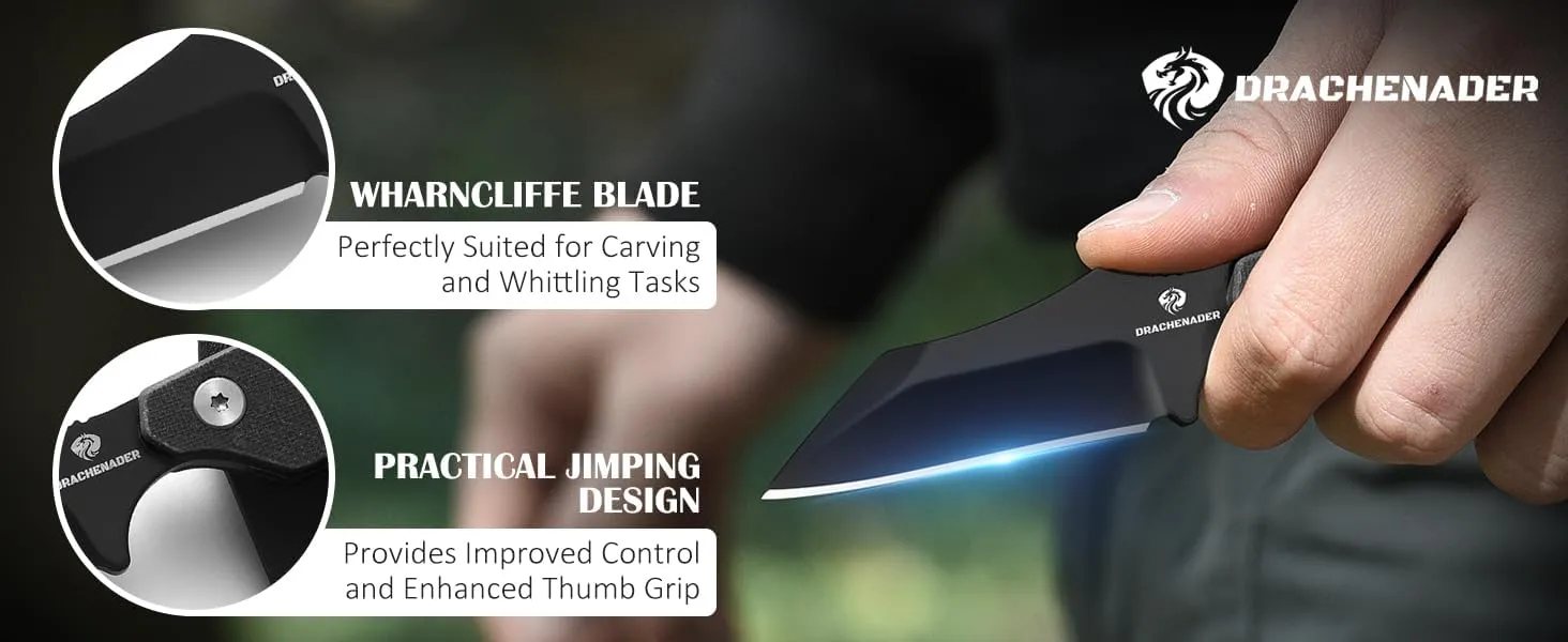 X-WH 5.78" Neck Knife with Sheath and Necklace, D2 Steel EDC Mini Fixed Blade Knife Horizontal Carry Full Tang Small Wharncliffe Knife with G10 Handle
