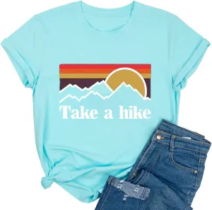 Xiaomomo Womens Take A Hike Printed Short Sleeves T-Shirt Casual Camping Hiking Graphic Tee Tops