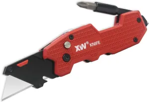 XW Folding Utility Knife with Screwdriver, 5-in-1 Multi-functional Heavy Duty Lock-back Box Cutter