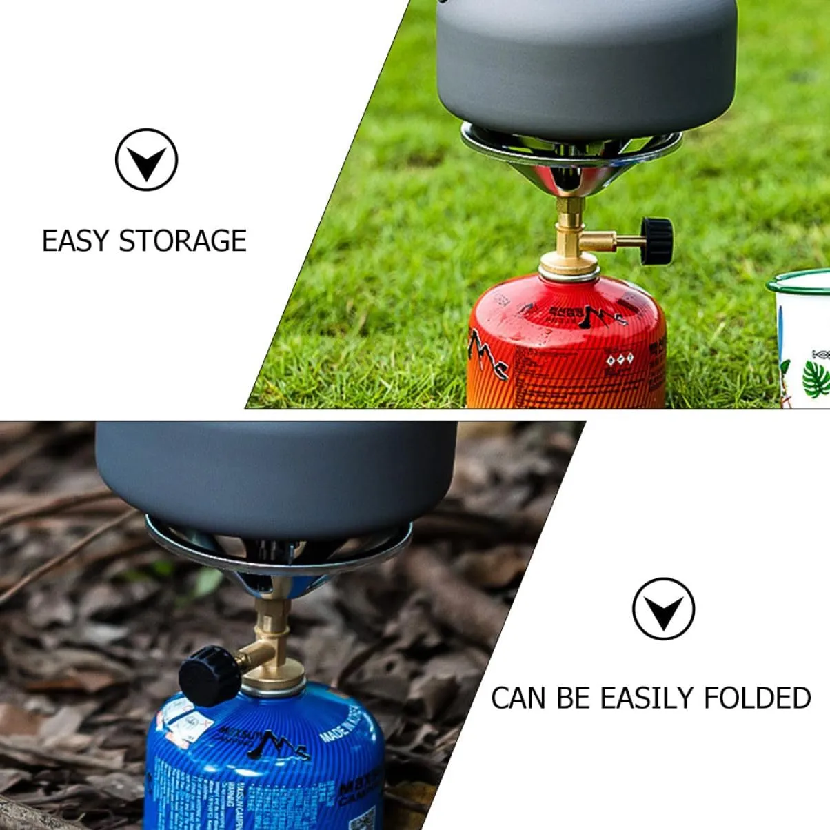 Yardwe Portable Stainless Steel Camping Propane Stove Windproof Gas Burner Head for Outdoor Cooking