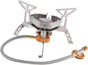 YARNOW Camping Gas Stove Split Gas Burner Portable Outdoor Grill Windproof Easy to Use Electronic Ignition