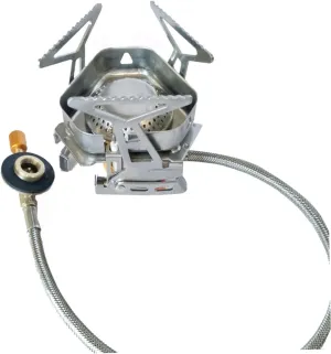 YARNOW Portable Split Camping Stove Stainless Steel Outdoor Gas Burner with Windshield Efficient Saving Design for Picnics Hiking and Camping Adventures