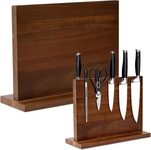 YeloIris Wooden Magnetic Knife Holder - Dual - Sided Stand with Enhanced Magnets for Multifunctional Kitchen Knife Storage - Stylish, Durable, and Strong (Knives Not Included) - 12" x 9" - 3.48 lbs
