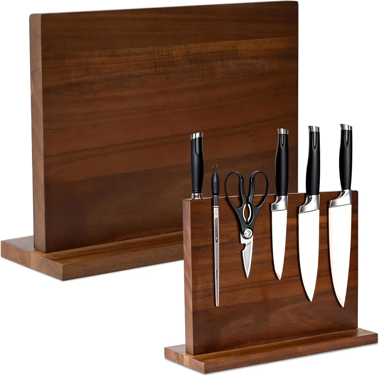 YeloIris Wooden Magnetic Knife Holder - Dual - Sided Stand with Enhanced Magnets for Multifunctional Kitchen Knife Storage - Stylish, Durable, and Strong (Knives Not Included) - 12" x 9" - 3.48 lbs