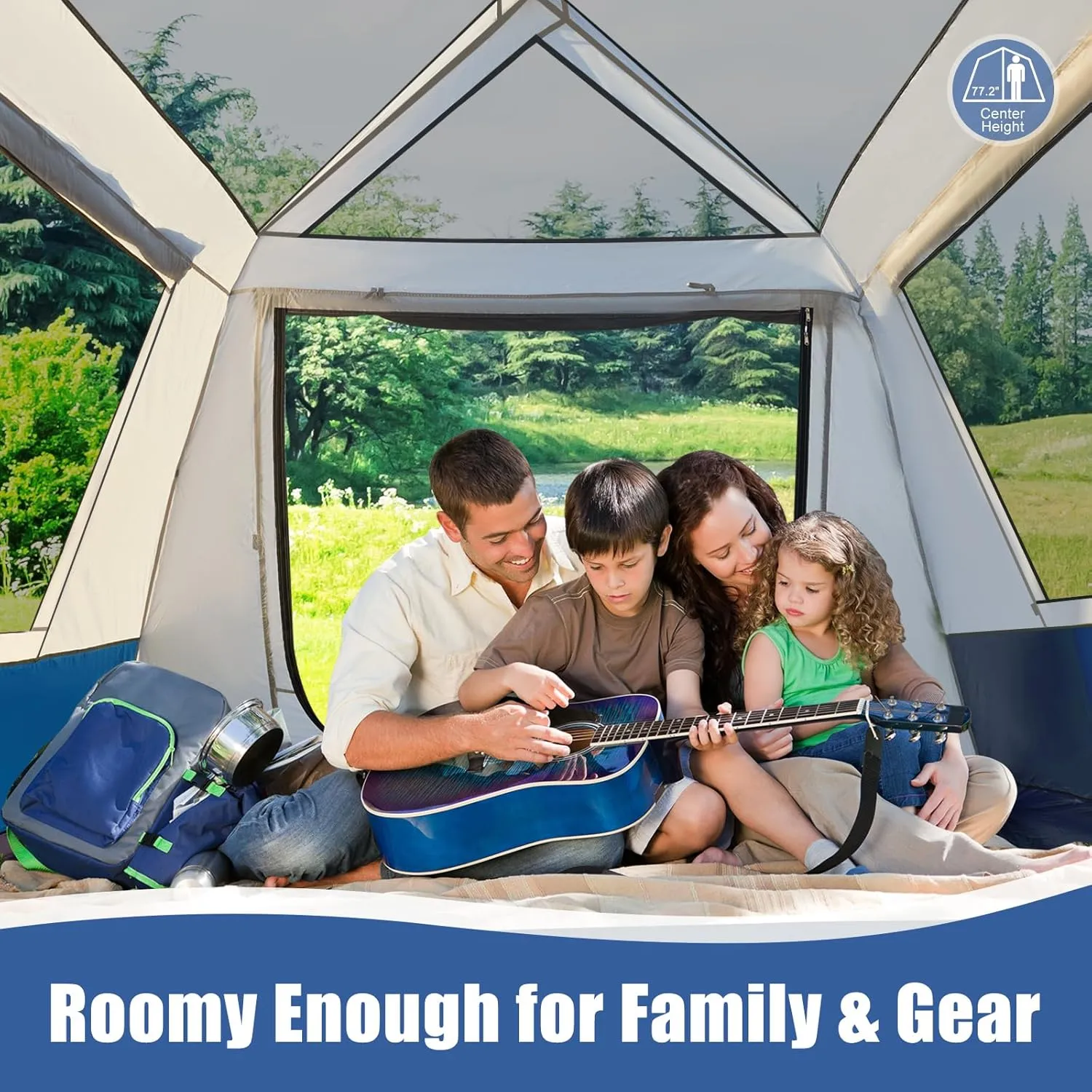 YOLENY Instant Cabin Tent 4/6/8/10 Person, Family Large Camping Tent, 60s Easy Setup with Rainfly & Waterproof Portable with Carry Bag for Family Activities, 4 Season