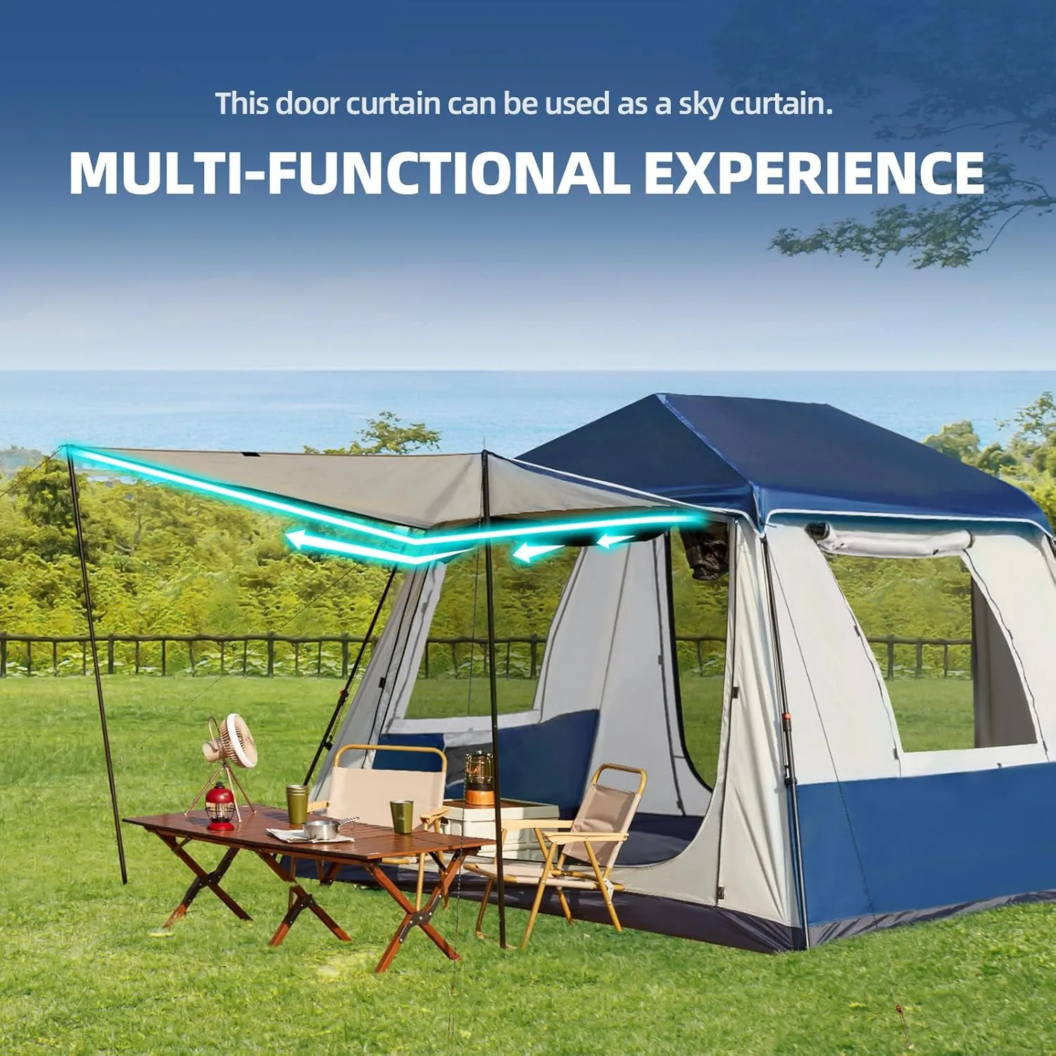 YOLENY Instant Cabin Tent 4/6/8/10 Person, Family Large Camping Tent, 60s Easy Setup with Rainfly & Waterproof Portable with Carry Bag for Family Activities, 4 Season