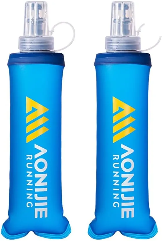 YOUGLE 2 Pack Soft Hydration Flask TPU Collapsible Water Bottles for Running Hydration Vest, BPA-Free, for Cycling Marathon Hiking