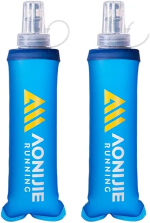YOUGLE 2 Pack Soft Hydration Flask TPU Collapsible Water Bottles for Running Hydration Vest, BPA-Free, for Cycling Marathon Hiking