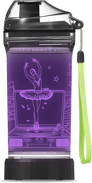 YuanDian Light Up Kids Water Bottle with 3D LED Light- 14 OZ Tritan BPA Free - 7 Color Light Cool Drinking Cups Gift for School Kids Girl Child (Ballet)