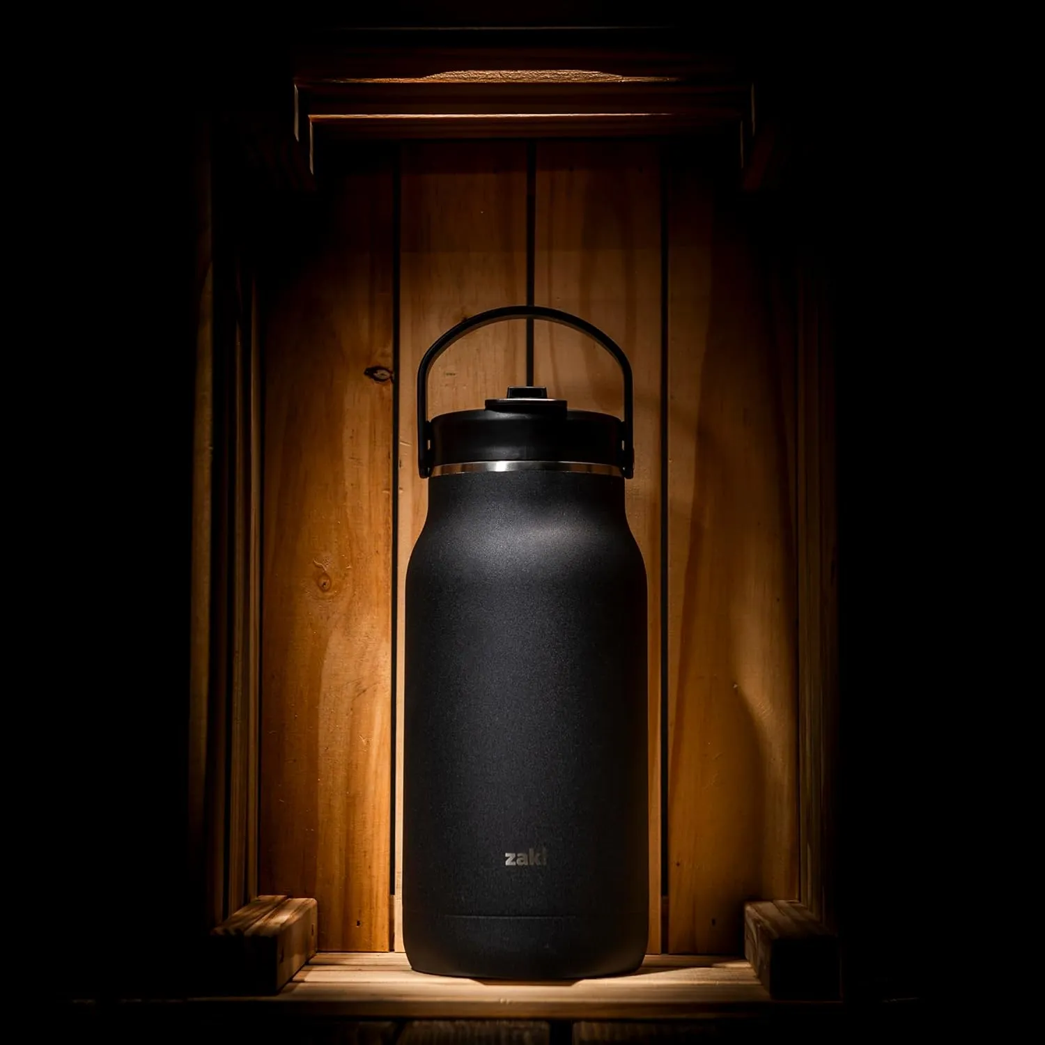 Zak Designs Harmony 2-in-1 Water Bottle for Travel or At Home, 64oz Recycled Stainless Steel is Leak-Proof When Closed and Vacuum Insulated with Handle (Ebony Black)