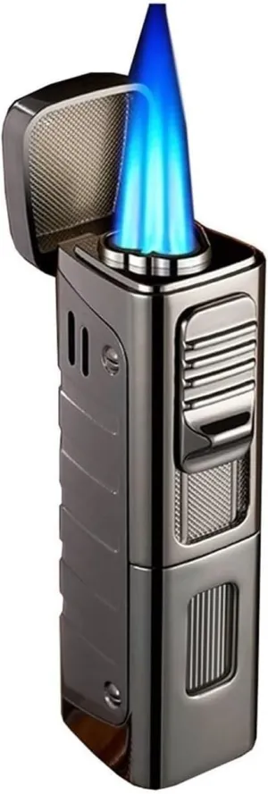 Zinc Alloy Transparent Beam Lighter, Multifunctional Drill Design Lighter, Suitable for Travelling and Outdoor use(Black)