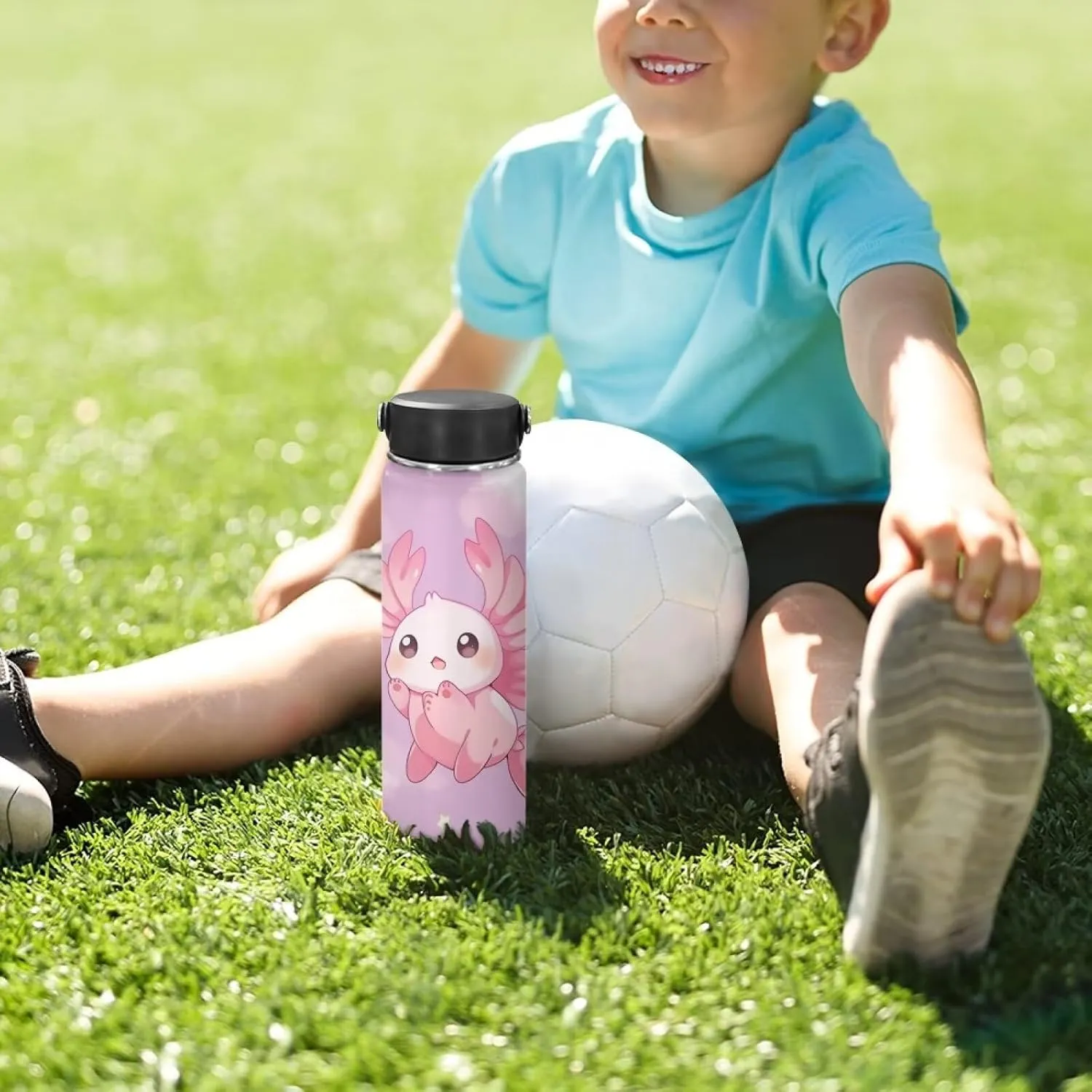 ZOUTAIRONG Axolotl Insulated Water Bottle 18 oz for Girls Water Bottles for Travelling, Camping, Cycling Water Bottle Vacuum Cup Reusable Water Bottle Kids Gifts Animal Pink