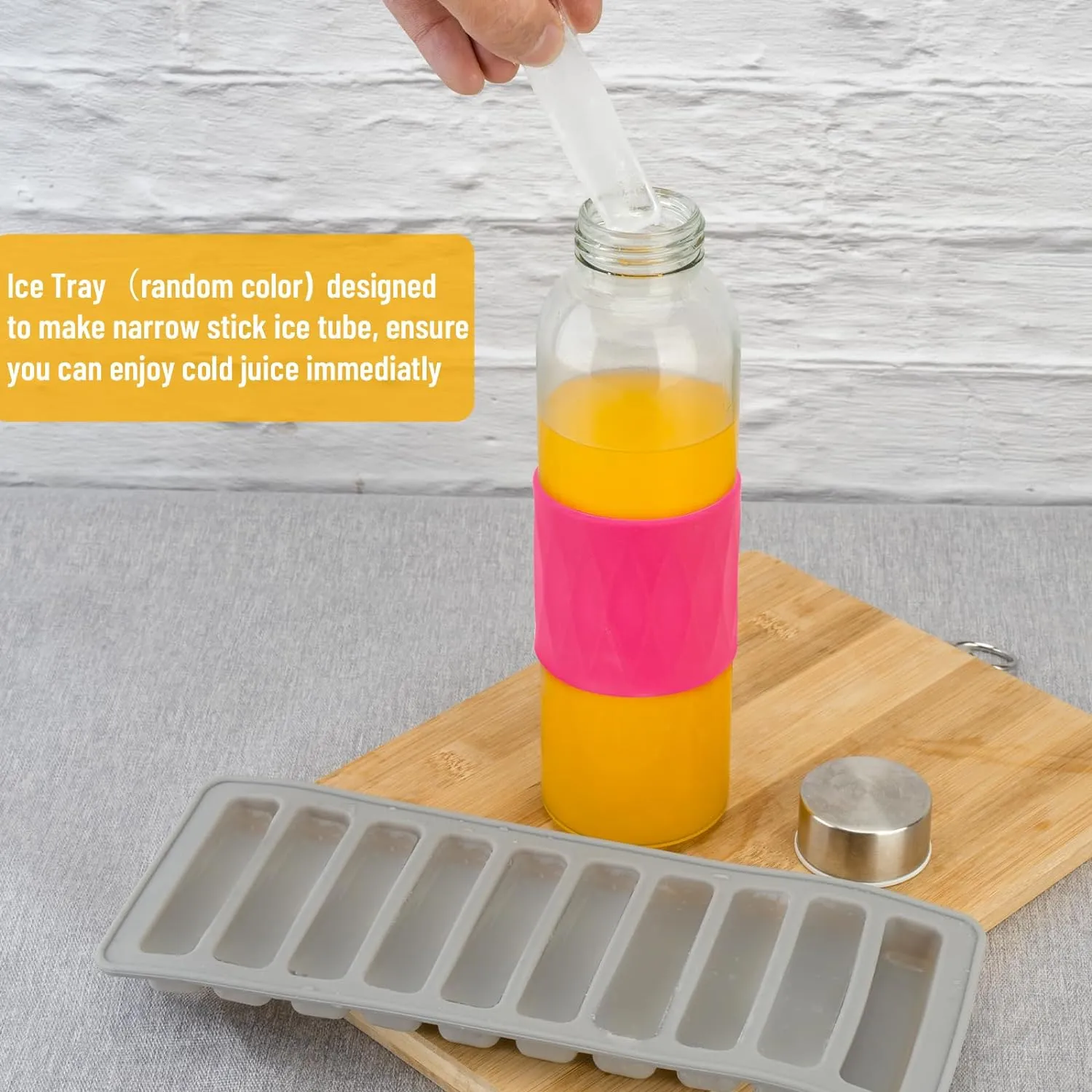 Zukro Glass Water Bottles with Lids 18 oz, Reusable Clear Juice Bottles Stainless Steel Airtight Cap for Juicing, 100% Leak Proof Juice Drinking Jar With Sleeve for Refrigerator, BPA Free, Set of 6