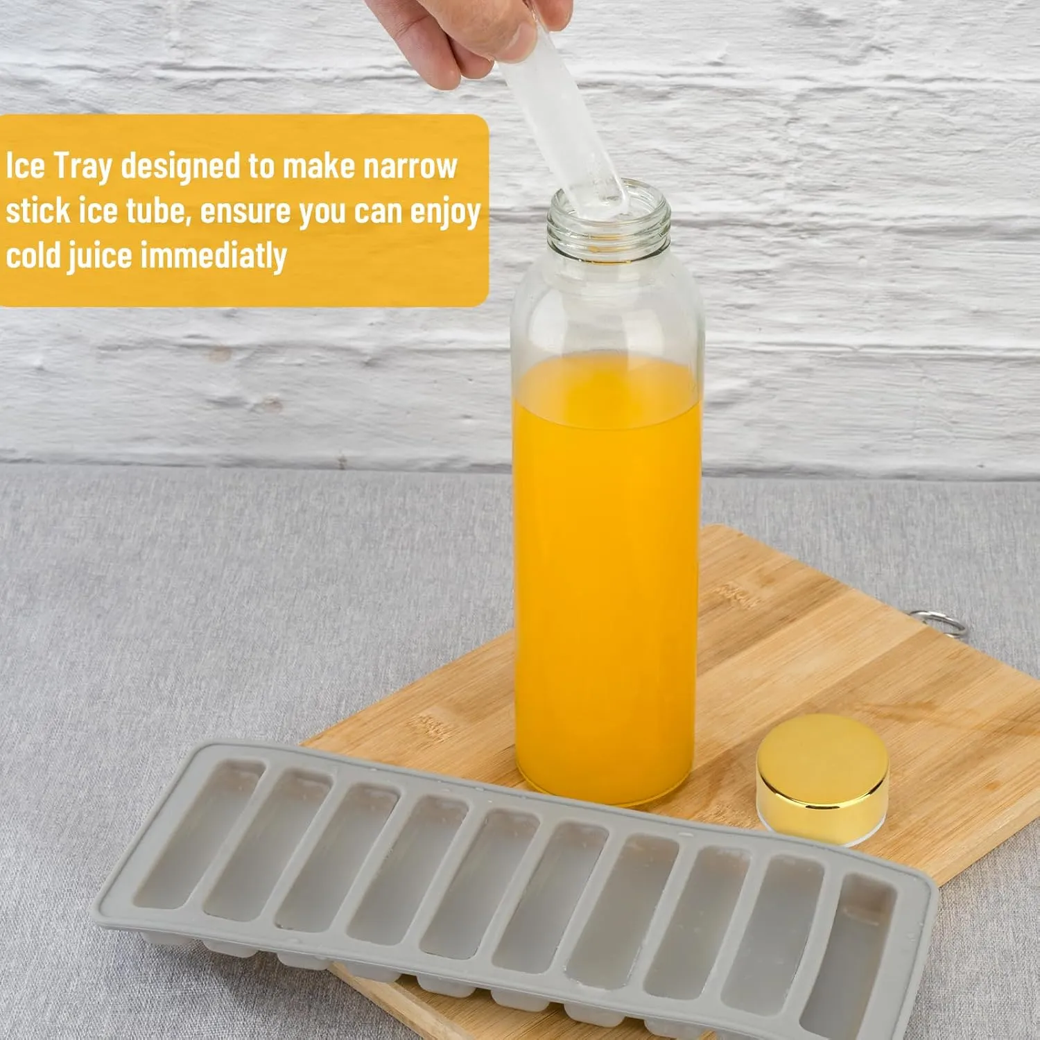Zukro Glass Water Bottles with Lids 18 oz, Reusable Juice Bottles for Juicing, Leak Proof Juice Storage Containers for Fridge, Clear Drinking Jars With Stainless Steel Caps, BPA Free, Set of 6 Gold